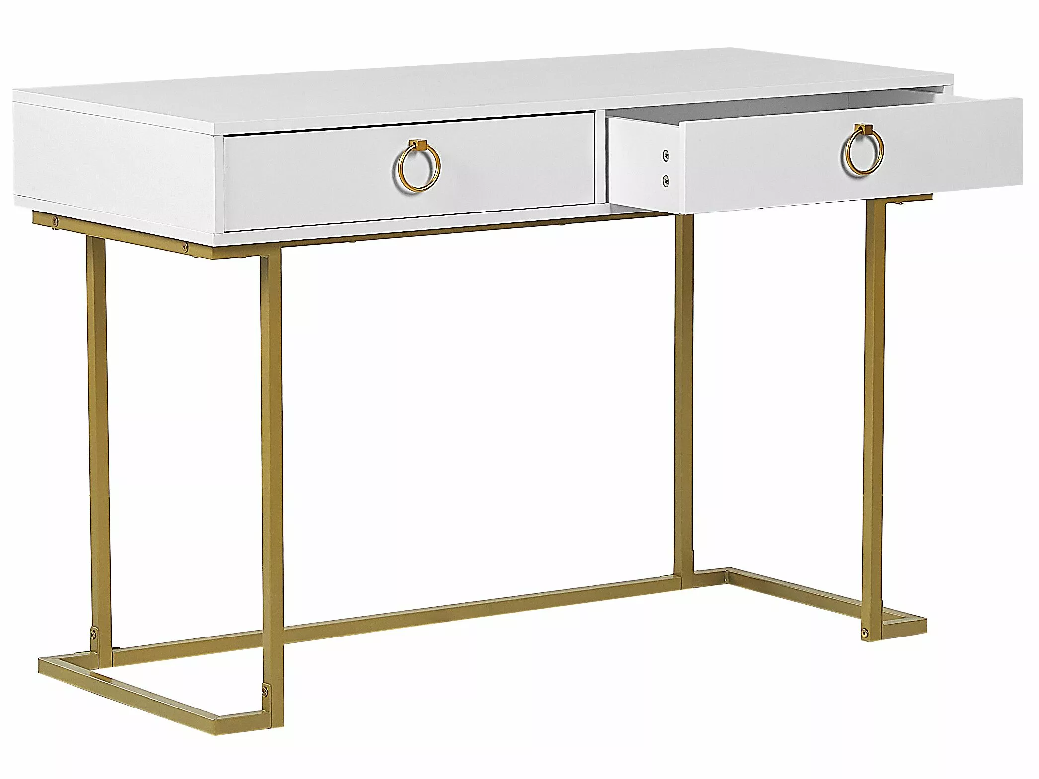 Beliani Consola De Metal Blanco/dorado 115 X 50 Cm WESTPORT - Imagen 7