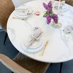 Beliani Mesa De Comedor Blanco/negro ⌀ 120 Cm ODEON 11 Beliani Mesa De Comedor Blanco/negro ⌀ 120 Cm ODEON -Sillones Ventas undef src sa picid 805438 type whitesh image