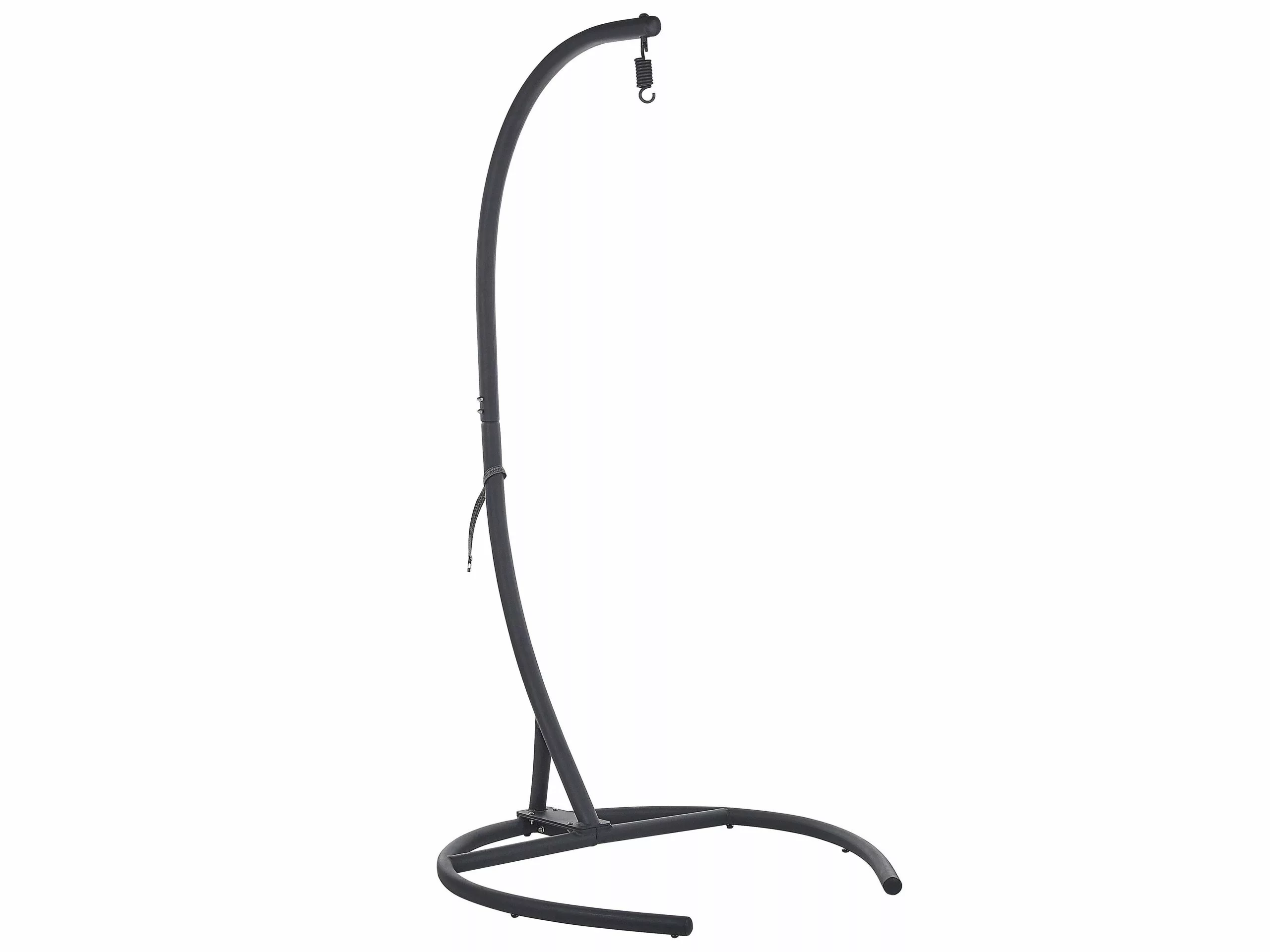 Beliani Silla Colgante De Ratán Gris Oscuro Con Soporte SESIA - Imagen 8