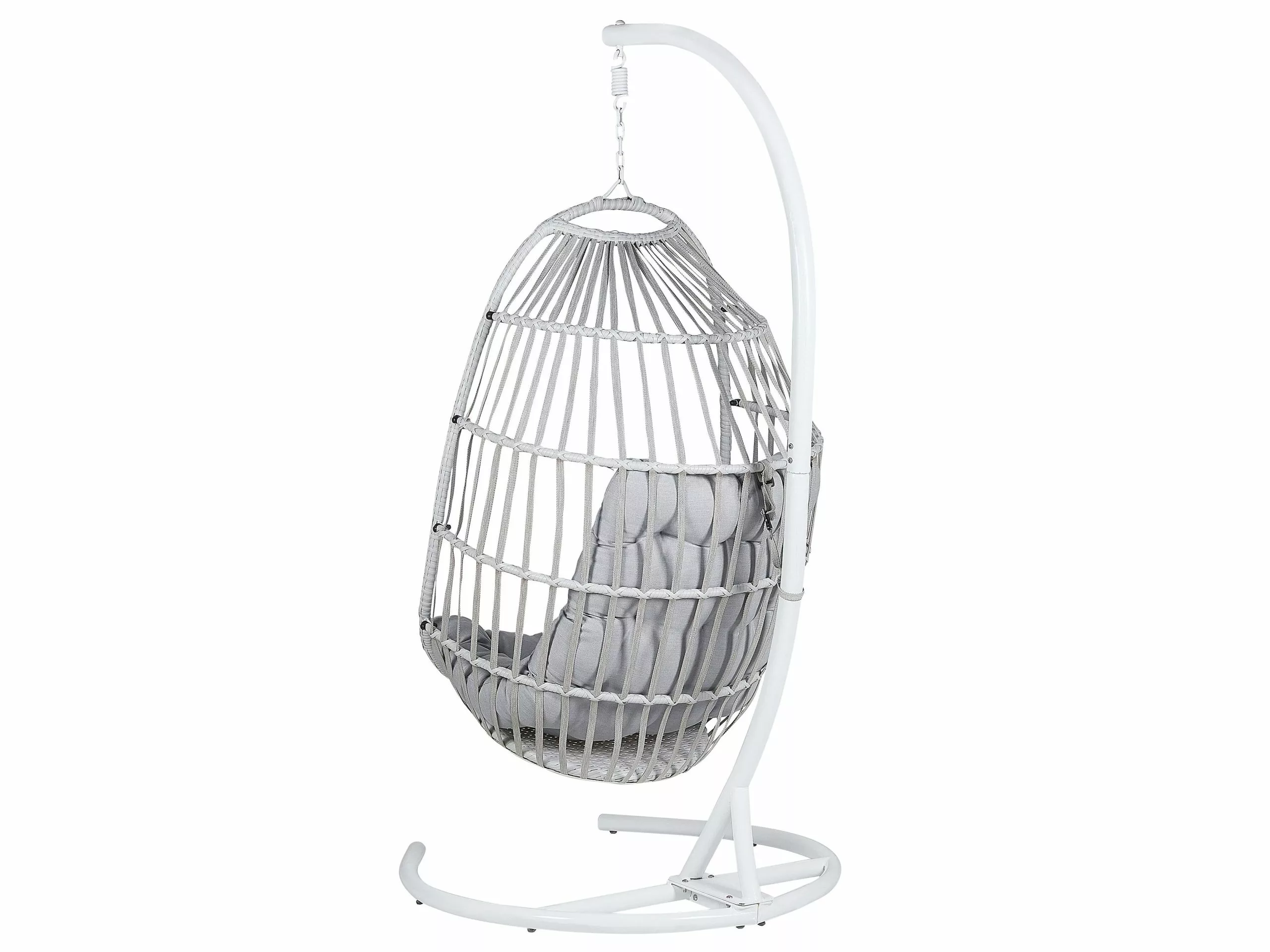 Beliani Silla Colgante De Ratán Gris Claro Con Soporte SESIA 7 Beliani Silla Colgante De Ratán Gris Claro Con Soporte SESIA - Imagen 7