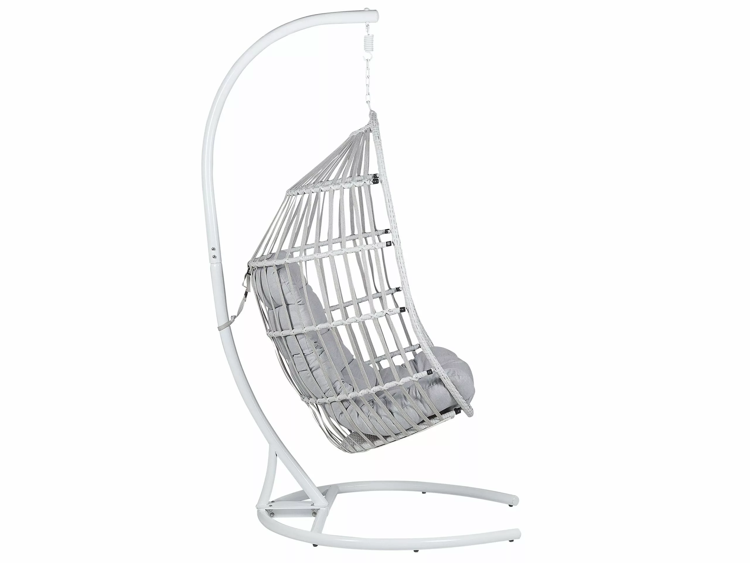 Beliani Silla Colgante De Ratán Gris Claro Con Soporte SESIA 8 Beliani Silla Colgante De Ratán Gris Claro Con Soporte SESIA - Imagen 8