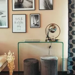 Beliani Consola De Vidrio Templado Transparente 90 X 30 Cm KENDALL -Sillones Ventas undef src sa picid 809879 type whitesh image