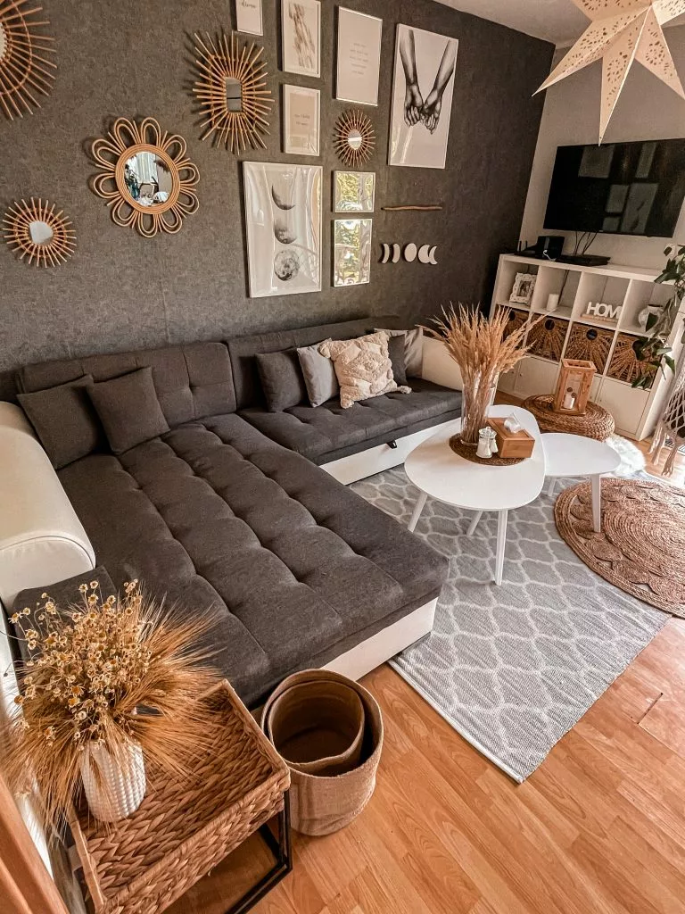 Beliani Conjunto De 3 Mesas De Centro De Jacinto De Agua Beige/natural/negro HAWI 3 Beliani Conjunto De 3 Mesas De Centro De Jacinto De Agua Beige/natural/negro HAWI - Imagen 3