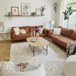 Beliani Mesa Auxiliar De Vidrio Templado Blanco/dorado ⌀ 50 Cm MERIDIAN II -Sillones Ventas undef src sa picid 811724 type whitesh image scaled