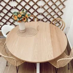 Beliani Mesa De Comedor Madera Clara/blanco ⌀ 120 Cm JACKSONVILLE -Sillones Ventas undef src sa picid 812971 type whitesh image scaled