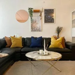 Beliani Mesa De Centro De Vidrio Templado Blanco/dorado ⌀ 80 Cm MERIDIAN II -Sillones Ventas undef src sa picid 813708 type whitesh image