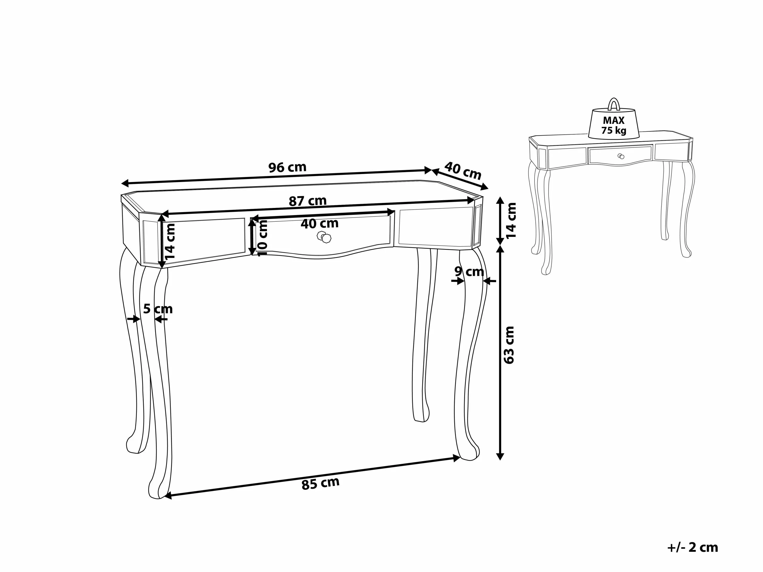Beliani Consola De Vidrio Plateado 96 X 40 Cm CARCASSONNE 10 Beliani Consola De Vidrio Plateado 96 X 40 Cm CARCASSONNE - Imagen 10