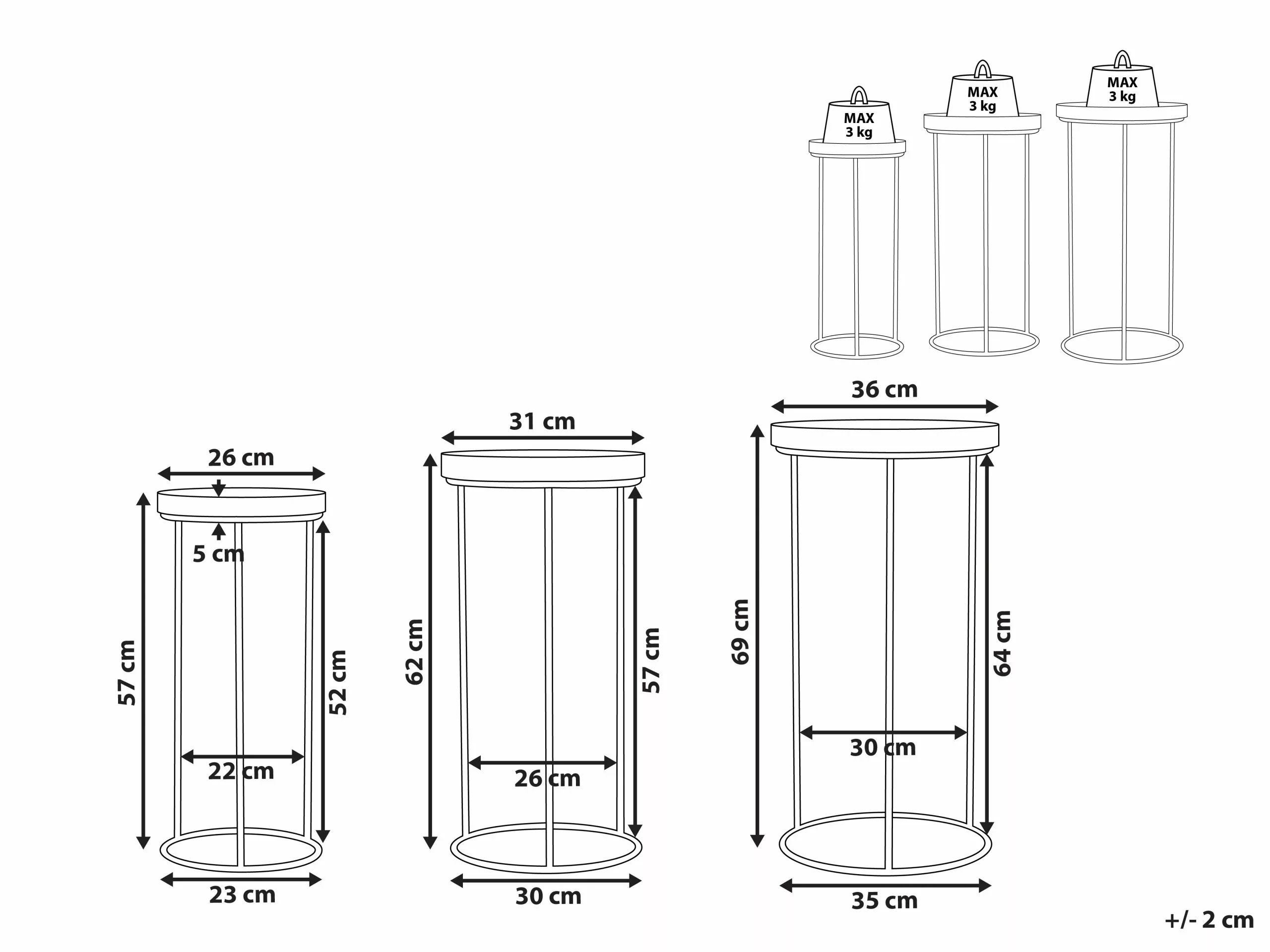 Beliani Conjunto De 3 Mesas De Centro De Metal Negro/gris/blanco/amarillo TEXON - Imagen 10