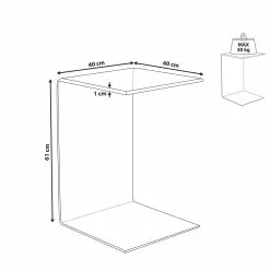 Beliani Mesa Auxiliar De Vidrio Templado Transparente 40 X 40 Cm LOURDES -Sillones Ventas undef src sa picid 815104 type whitesh image scaled