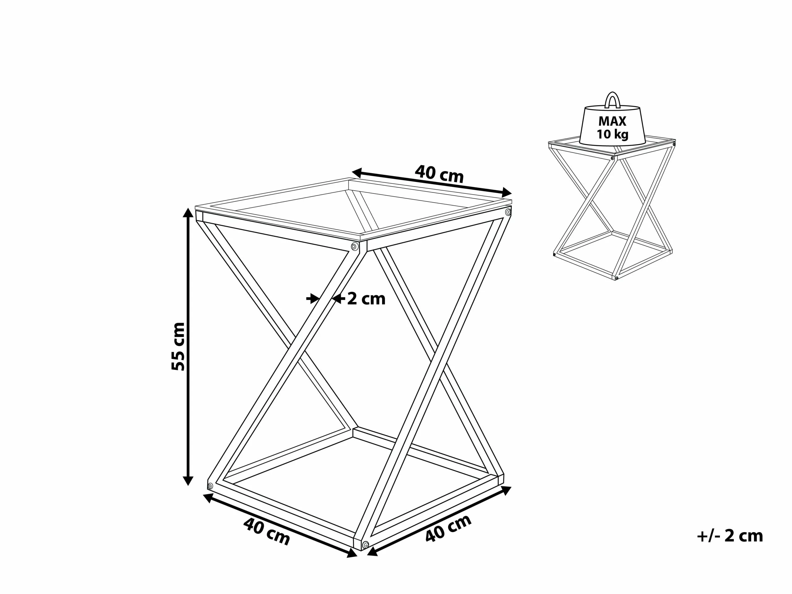 Beliani Mesa Auxiliar De Vidrio Transparente/dorado 40 X 40 Cm BEVERLY - Imagen 7