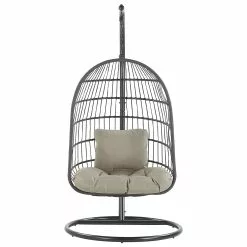 Beliani Silla Colgante De Poliéster Negro/gris Con Soporte ALLERA -Sillones Ventas undef src sa picid 815238 type whitesh image scaled