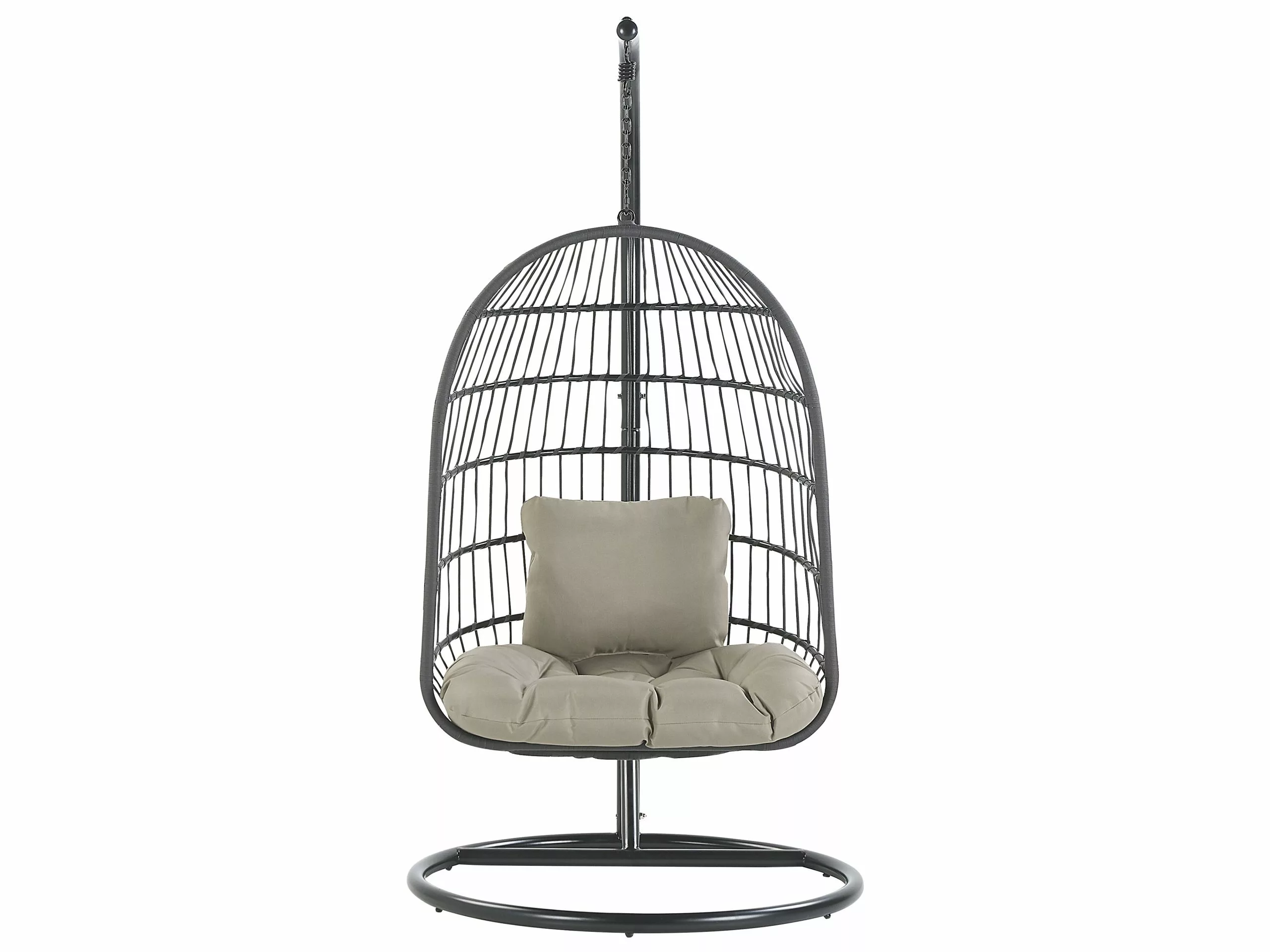 Beliani Silla Colgante De Poliéster Negro/gris Con Soporte ALLERA - Imagen 4
