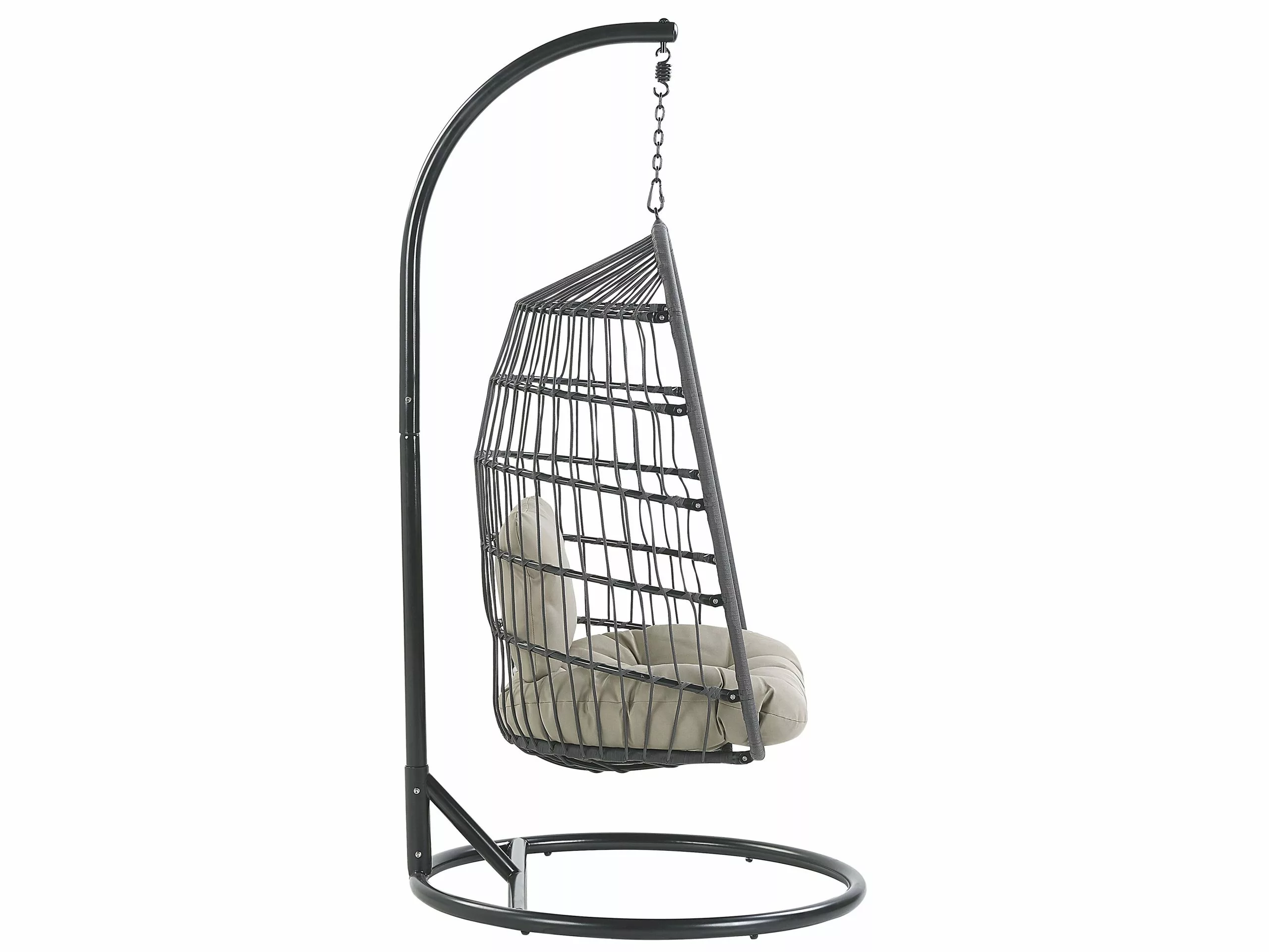 Beliani Silla Colgante De Poliéster Negro/gris Con Soporte ALLERA - Imagen 5