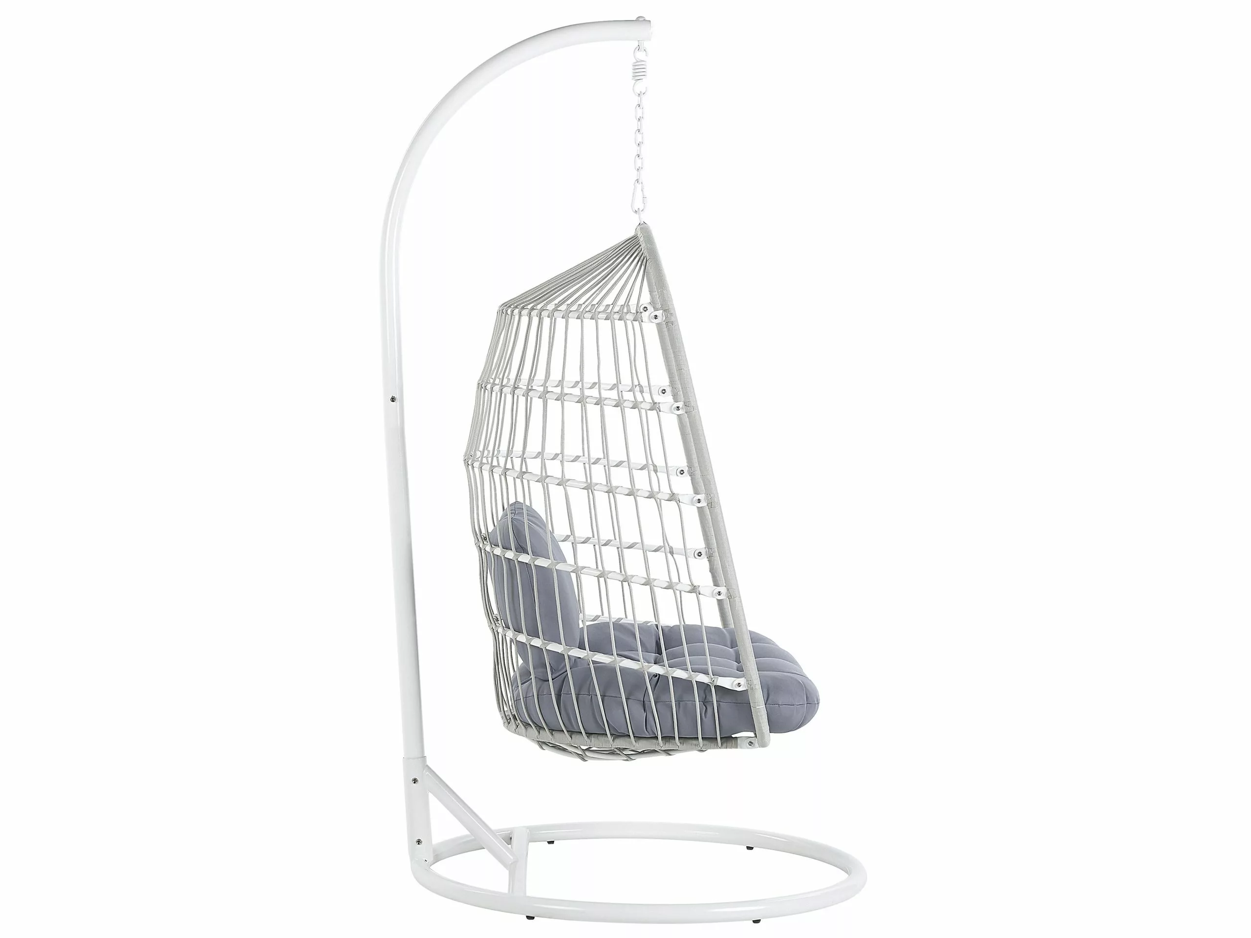 Beliani Silla Colgante De Poliéster Blanco/gris Con Soporte ALLERA 6 Beliani Silla Colgante De Poliéster Blanco/gris Con Soporte ALLERA - Imagen 6