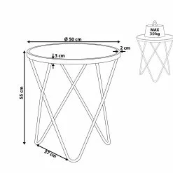 Beliani Mesa Auxiliar De Vidrio Templado Blanco/dorado ⌀ 50 Cm MERIDIAN II -Sillones Ventas undef src sa picid 815348 type whitesh image scaled