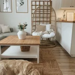 Beliani Silla Colgante De Poliéster Natural/blanco Con Soporte ALLERA -Sillones Ventas undef src sa picid 816444 type whitesh image 1 scaled