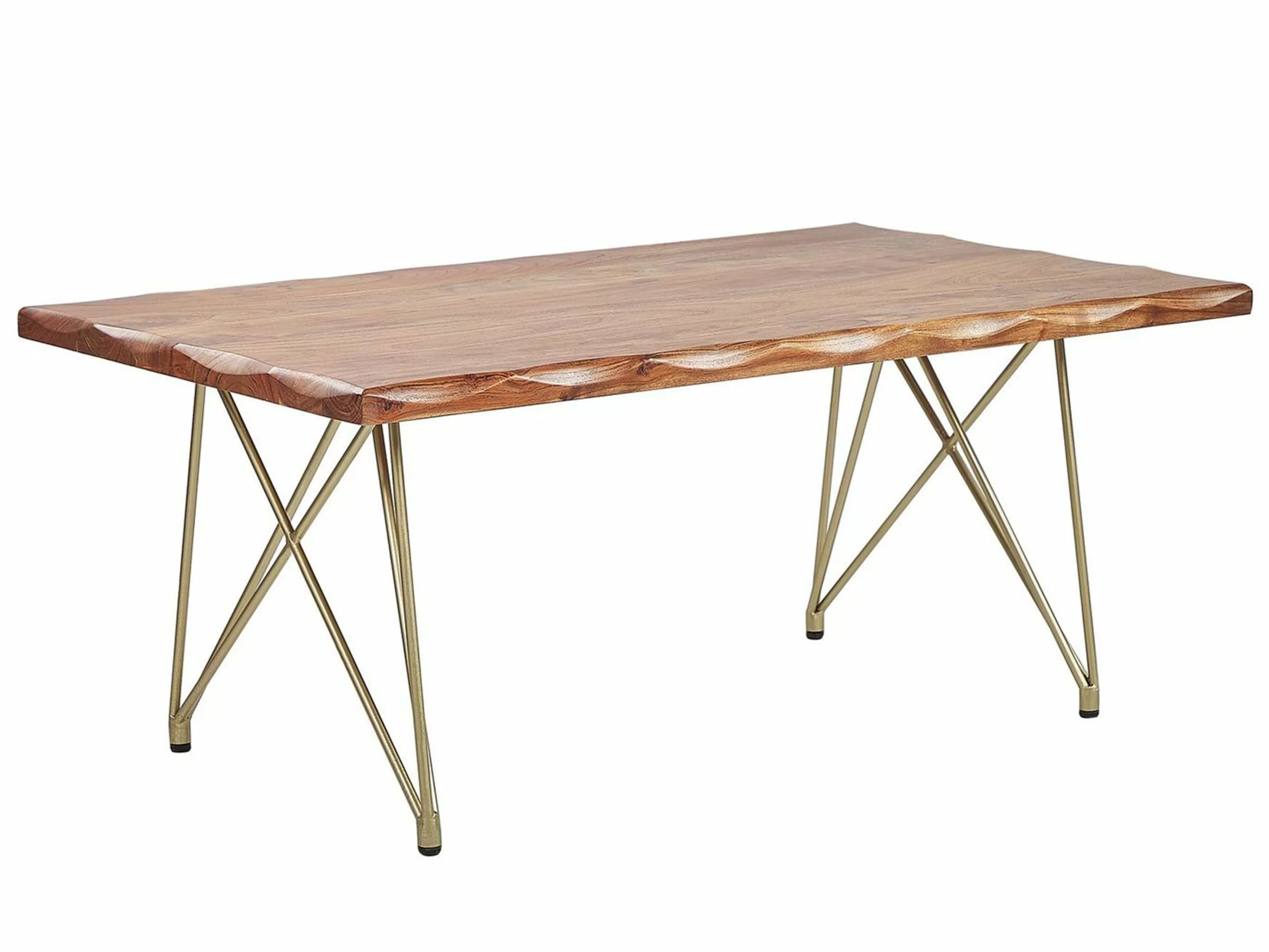 Beliani Mesa De Centro De Madera De Acacia Clara/dorado 118 X 70 Cm RALEY