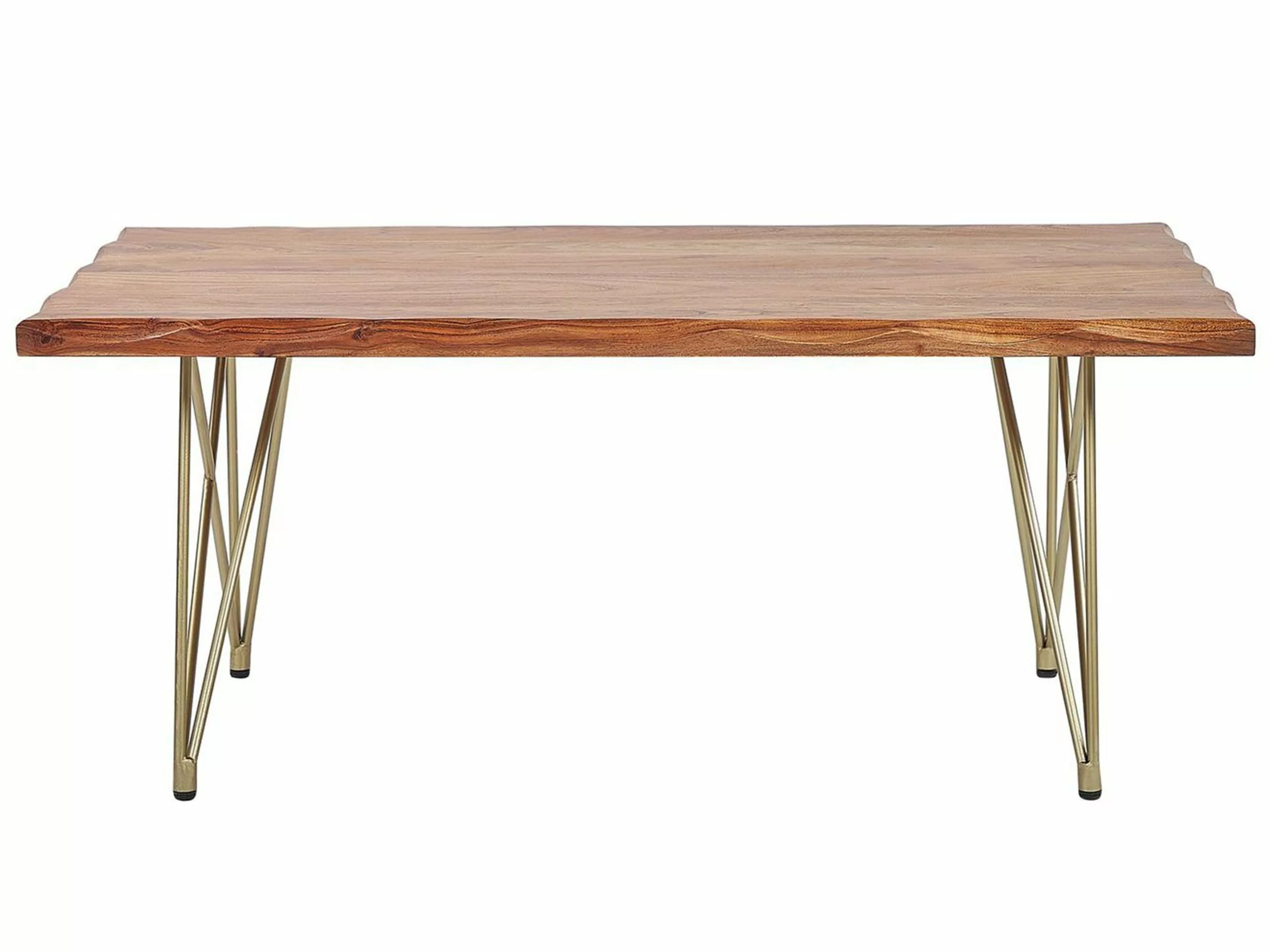Beliani Mesa De Centro De Madera De Acacia Clara/dorado 118 X 70 Cm RALEY - Imagen 4
