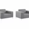 Beliani Conjunto De 2 Sillones De Poliéster Gris/blanco ROVIGO