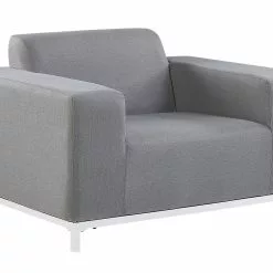 Beliani Conjunto De 2 Sillones De Poliéster Gris/blanco ROVIGO -Sillones Ventas undef src sa picid 816857 type whitesh image scaled