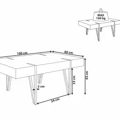 Beliani Mesa De Centro Madera Oscura/negro 100 X 60 Cm ADENA -Sillones Ventas undef src sa picid 817084 type whitesh image scaled