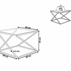 Beliani Mesa De Centro De Vidrio Transparente/plateado 60 X 60 Cm BEVERLY -Sillones Ventas undef src sa picid 817086 type whitesh image scaled