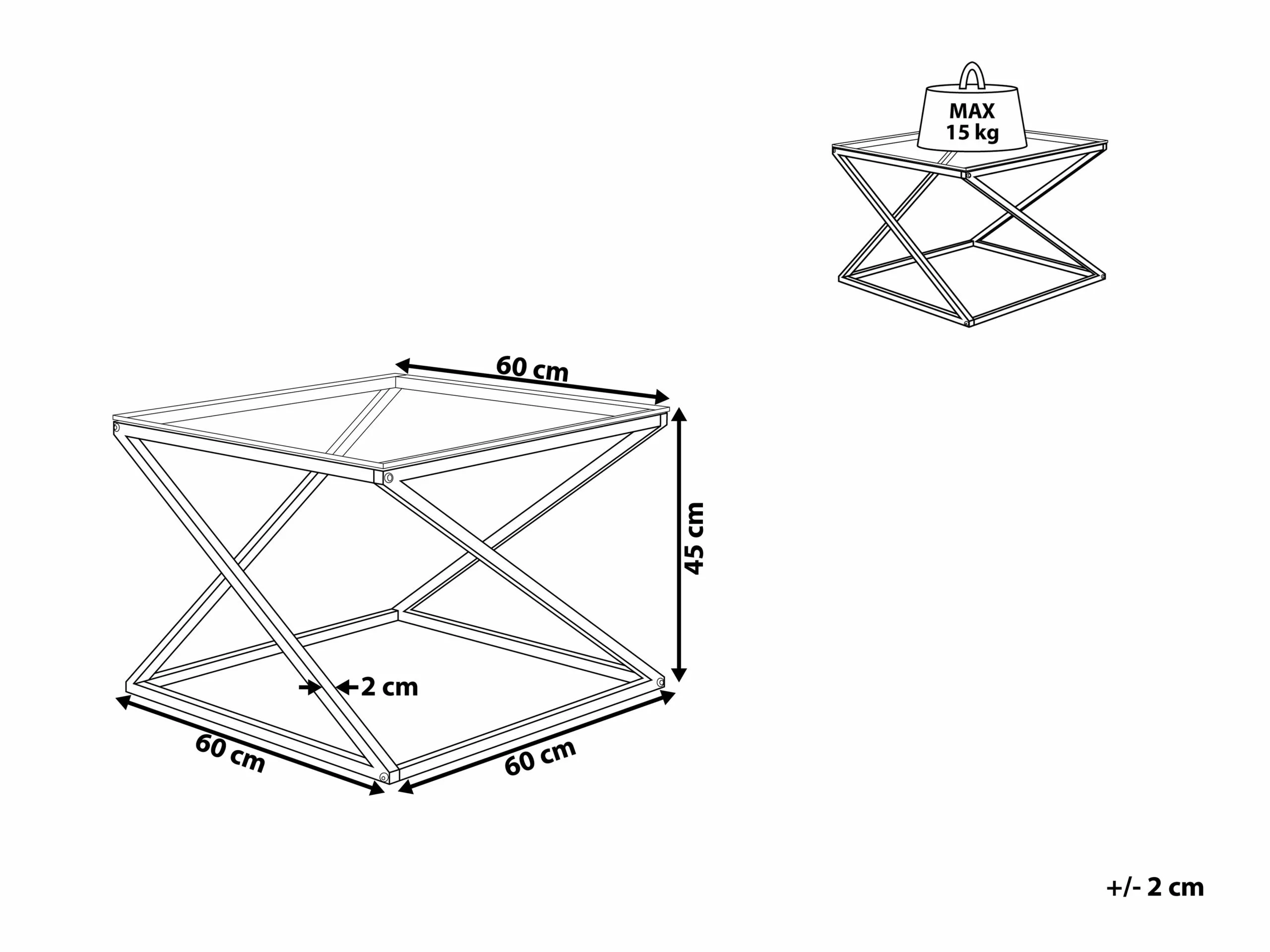 Beliani Mesa De Centro De Vidrio Transparente/plateado 60 X 60 Cm BEVERLY - Imagen 7