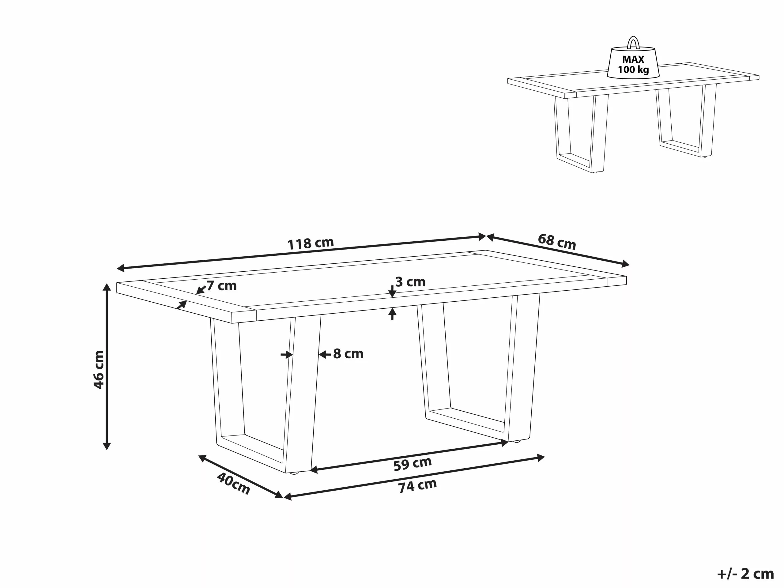 Beliani Mesa De Centro De Madera De Acacia Clara/negro 118 X 68 Cm GRENOLA 7 Beliani Mesa De Centro De Madera De Acacia Clara/negro 118 X 68 Cm GRENOLA - Imagen 7