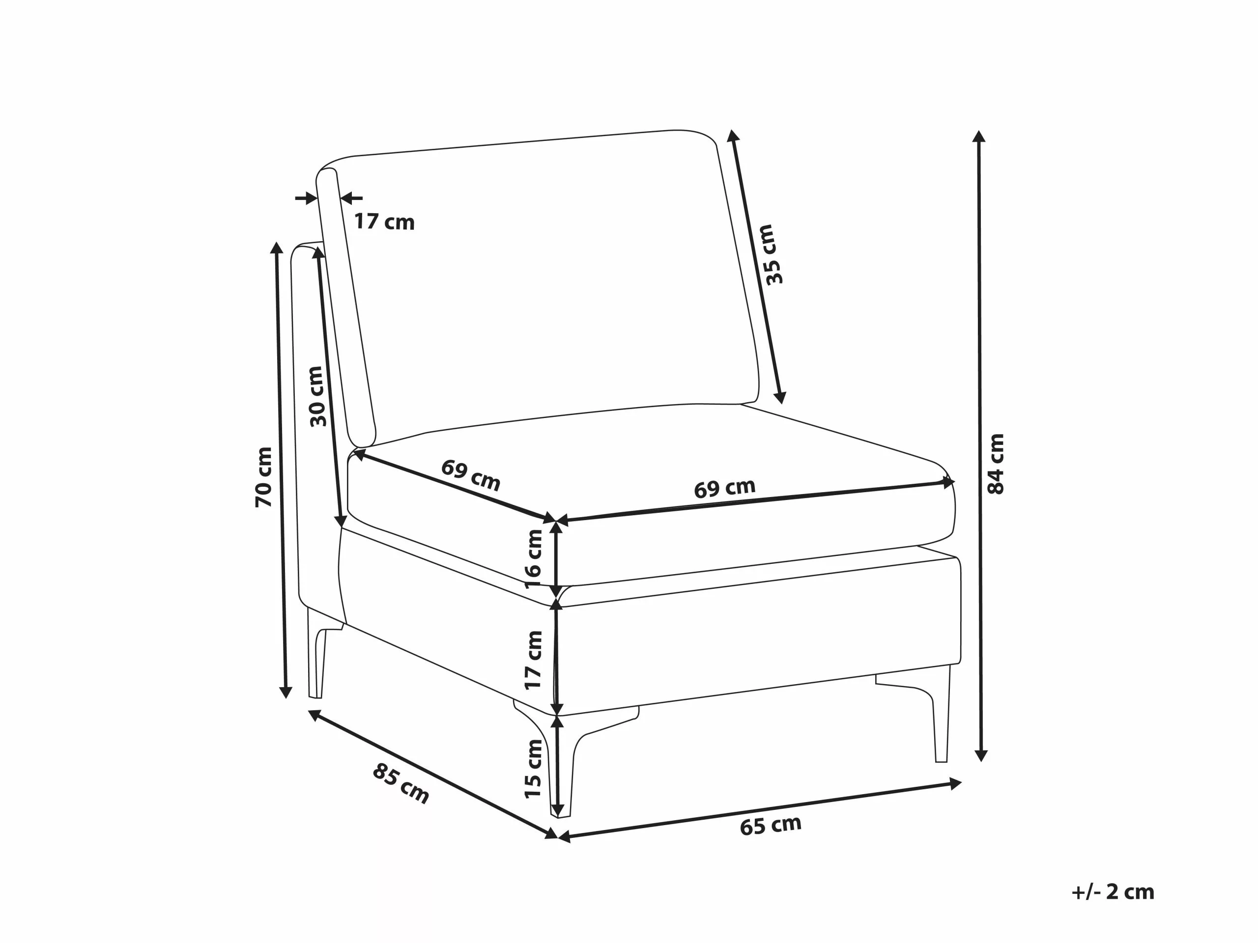 Beliani Sillón De Terciopelo Gris EVJA - Imagen 10