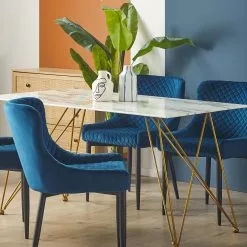 Beliani Mesa De Comedor De Vidrio Templado Blanco/gris/dorado 140 X 80 Cm KENTON -Sillones Ventas undef src sa picid 820046 type whitesh image scaled