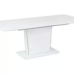 Beliani Mesa De Comedor Extensible Blanco/plateado 160/200 X 90 Cm SUNDS