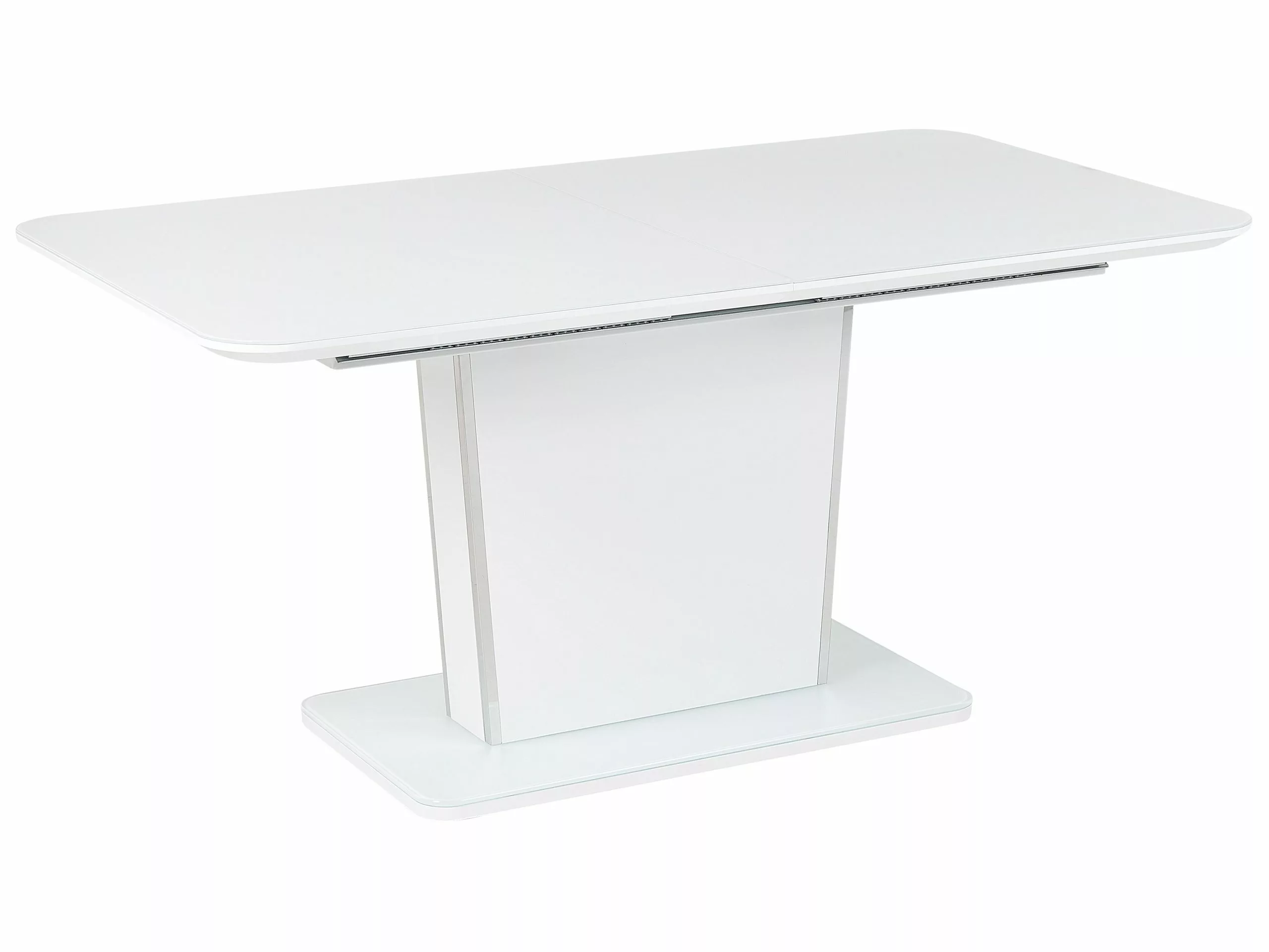 Beliani Mesa De Comedor Extensible Blanco/plateado 160/200 X 90 Cm SUNDS - Imagen 5