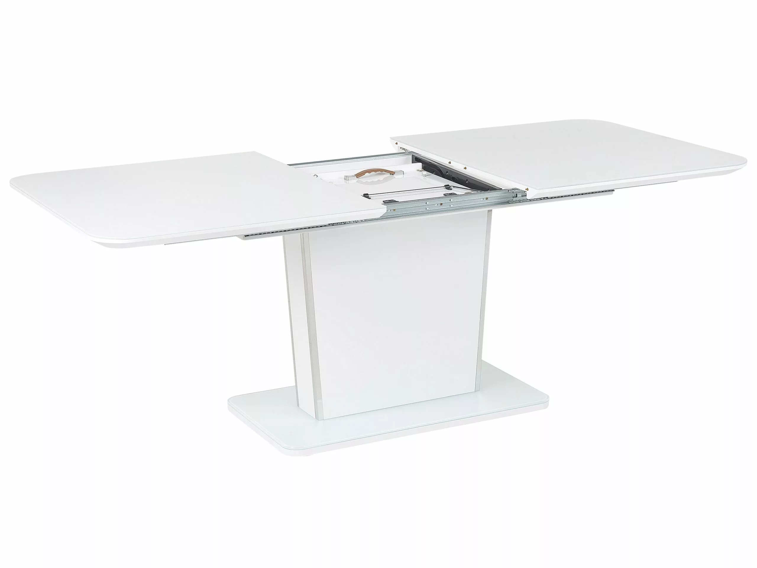 Beliani Mesa De Comedor Extensible Blanco/plateado 160/200 X 90 Cm SUNDS - Imagen 7