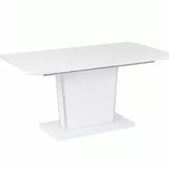 Beliani Mesa De Comedor Extensible Blanco/plateado 160/200 X 90 Cm SUNDS -Sillones Ventas undef src sa picid 821381 type whitesh image 1 scaled