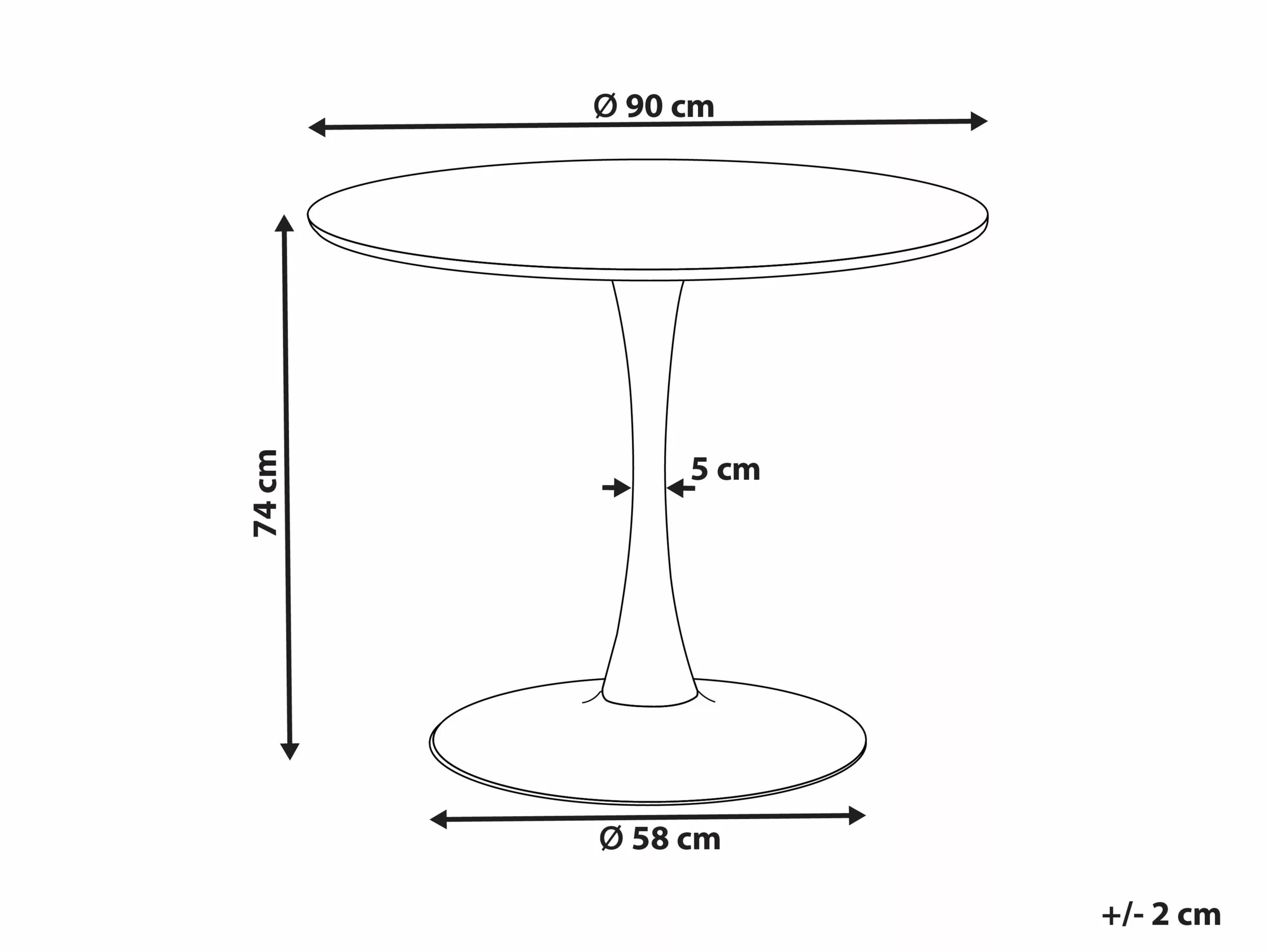 Beliani Mesa De Comedor Madera Oscura/negro ⌀ 90 Cm BOCA - Imagen 6