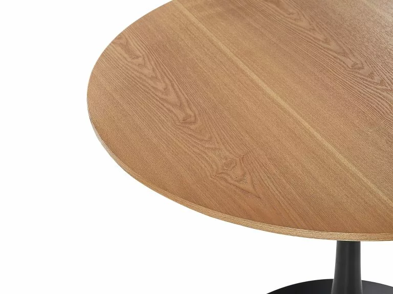 Beliani Mesa De Comedor Madera Clara/negro ⌀ 90 Cm BOCA - Imagen 3