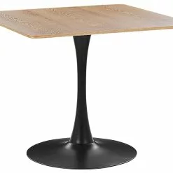 Beliani Mesa De Comedor Madera Clara/negro 90 X 90 Cm BOCA