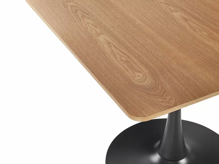 Beliani Mesa De Comedor Madera Clara/negro 90 X 90 Cm BOCA - Imagen 4