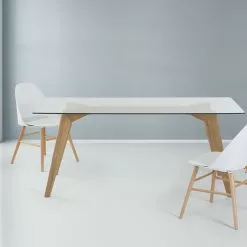 Beliani Mesa De Comedor De Vidrio Templado Transparente/madera Clara Varios Tamaños HUDSON -Sillones Ventas undef src sa picid 821692 type whitesh image