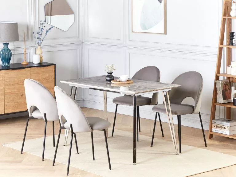 Beliani Mesa De Comedor Blanco/plateado 120 X 70 Cm GREYTON - Imagen 2