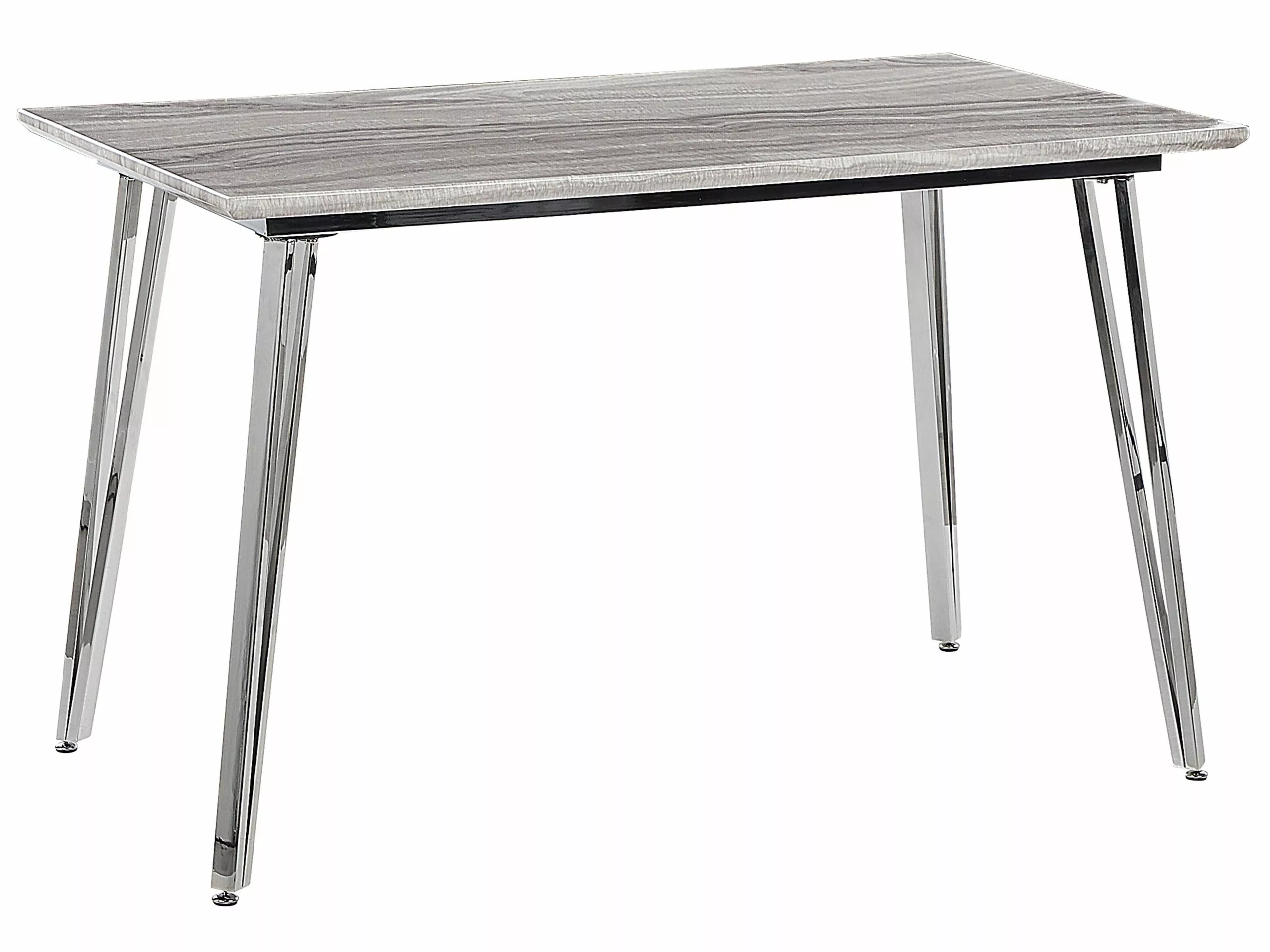 Beliani Mesa De Comedor Blanco/plateado 120 X 70 Cm GREYTON