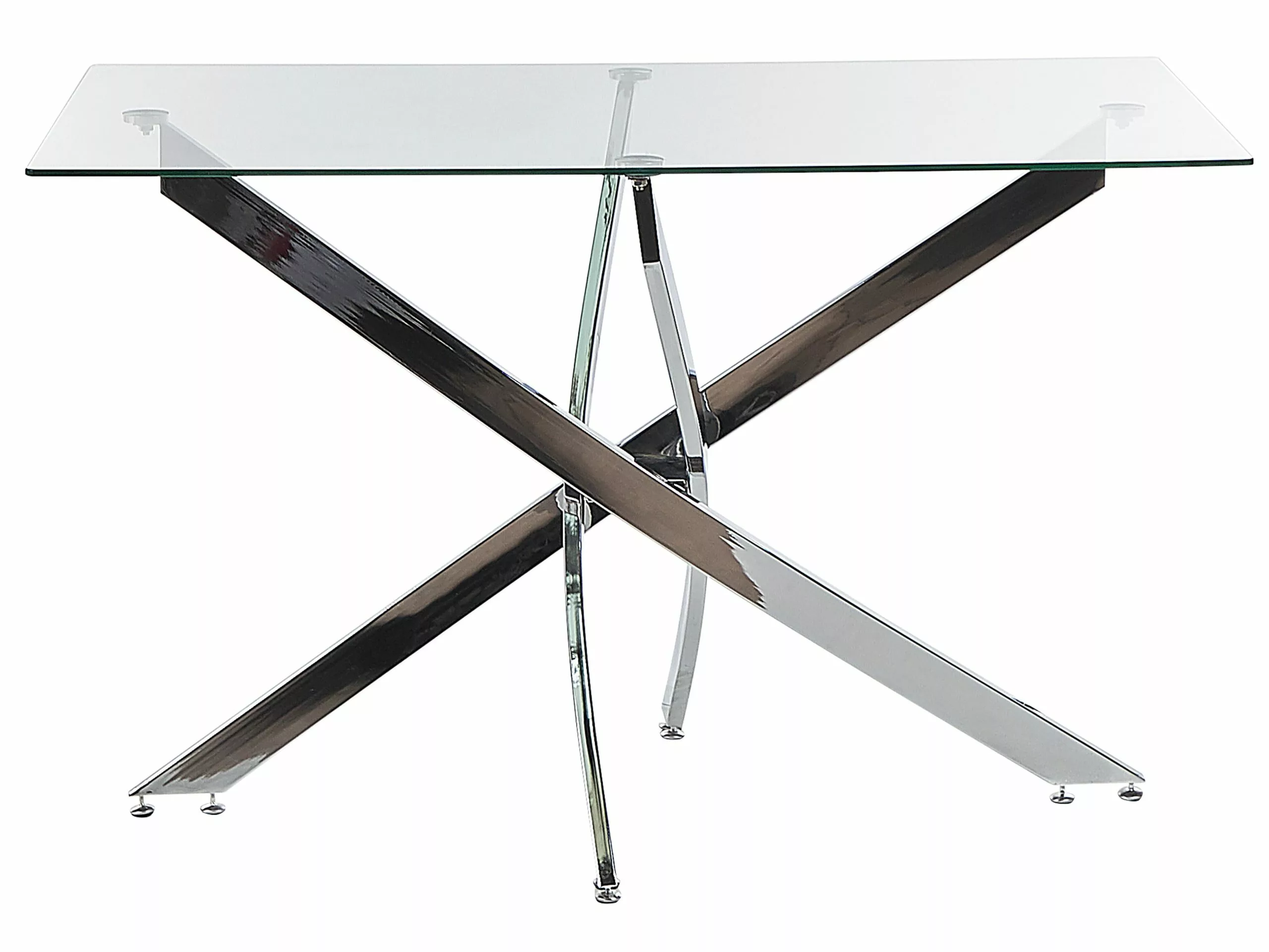 Beliani Mesa De Comedor De Vidrio Templado Plateado 120 X 70 Cm MARAMO - Imagen 3
