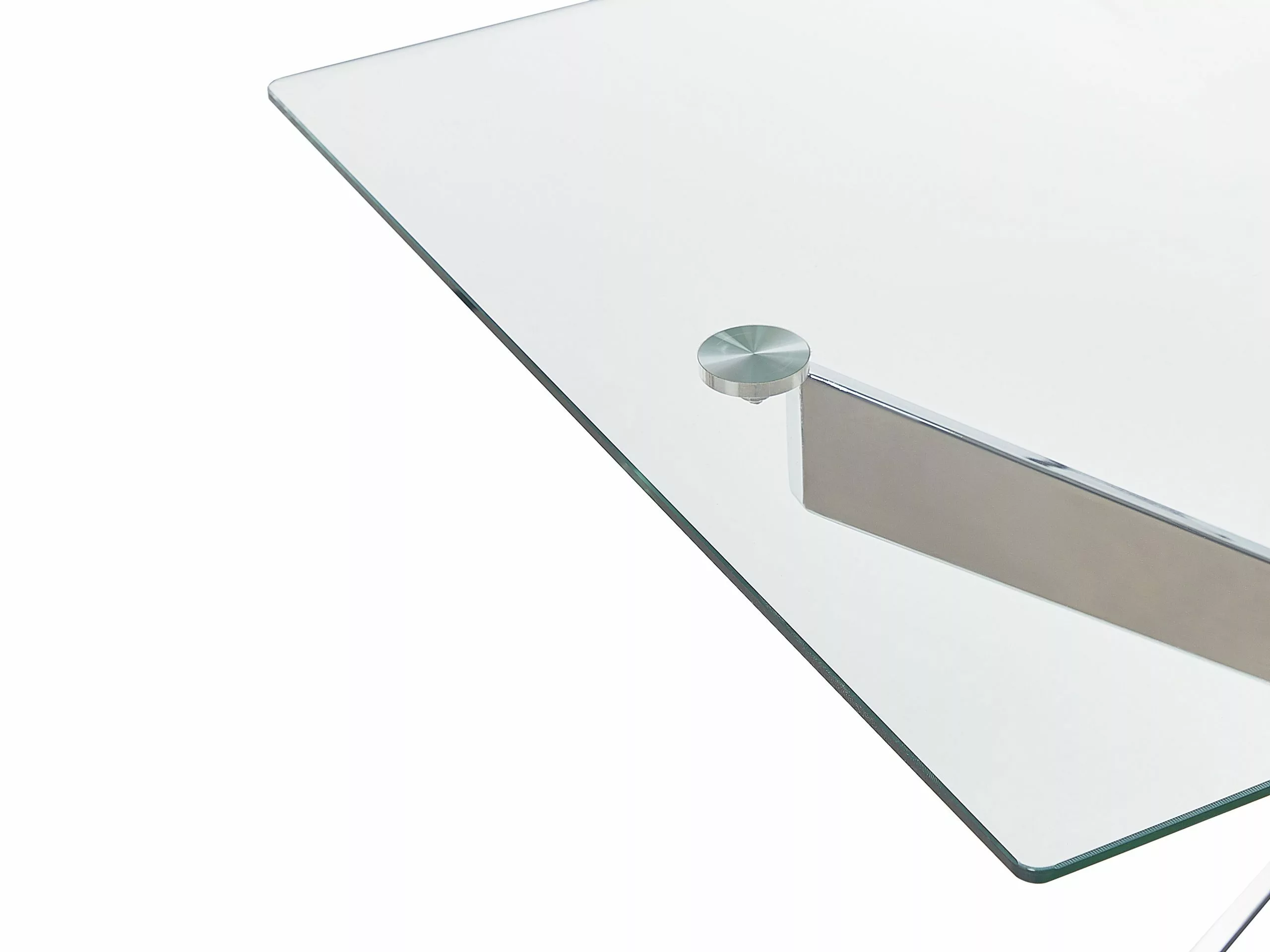 Beliani Mesa De Comedor De Vidrio Templado Plateado 120 X 70 Cm MARAMO - Imagen 4