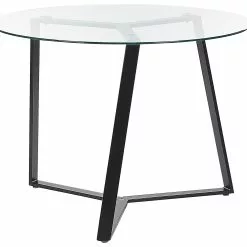 Beliani Mesa De Comedor De Vidrio Templado Negro ⌀ 100 Cm KEBRI