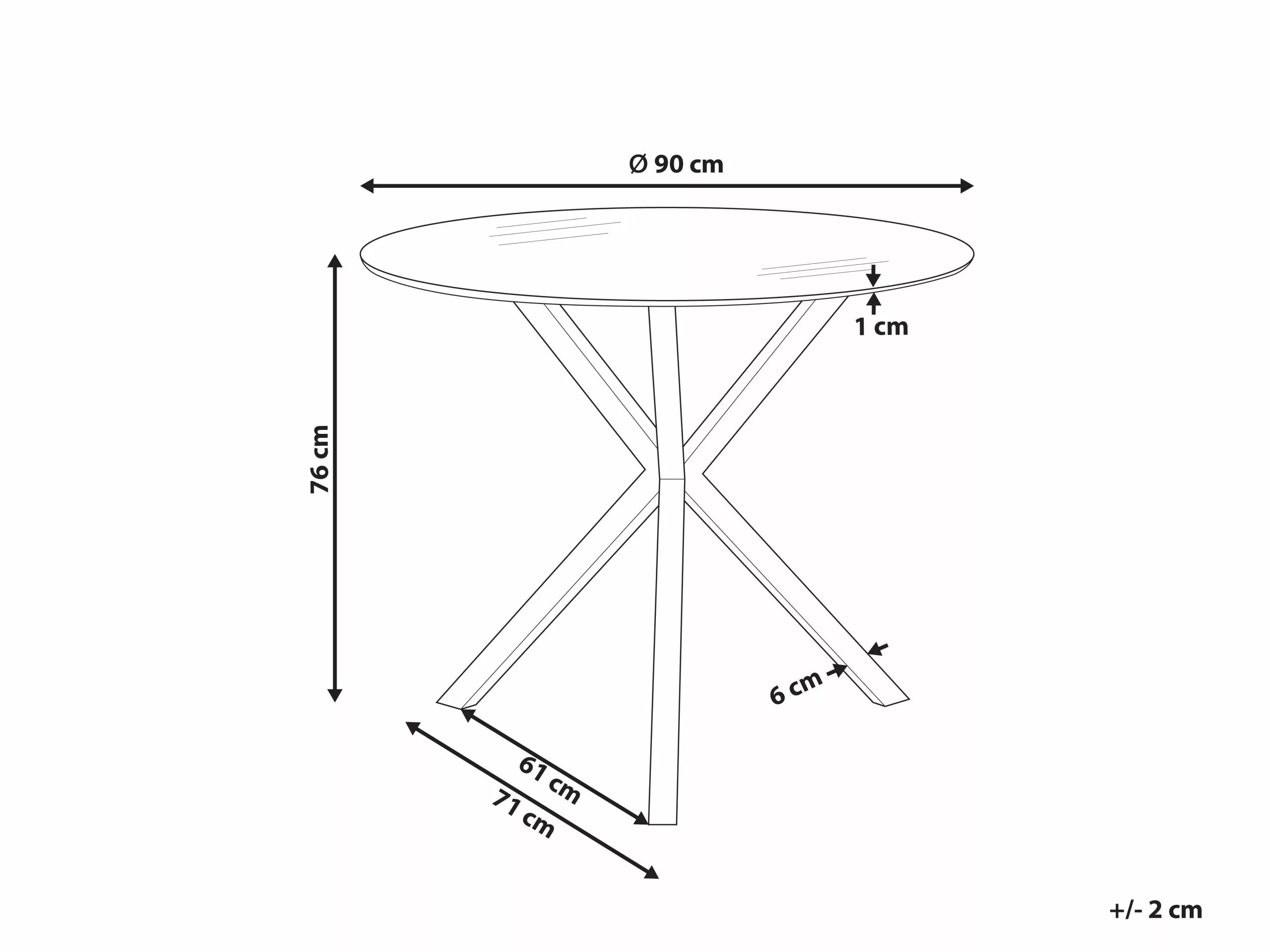 Beliani Mesa De Comedor De Vidrio Templado Dorado ⌀ 90 Cm SAVONI 5 Beliani Mesa De Comedor De Vidrio Templado Dorado ⌀ 90 Cm SAVONI - Imagen 5