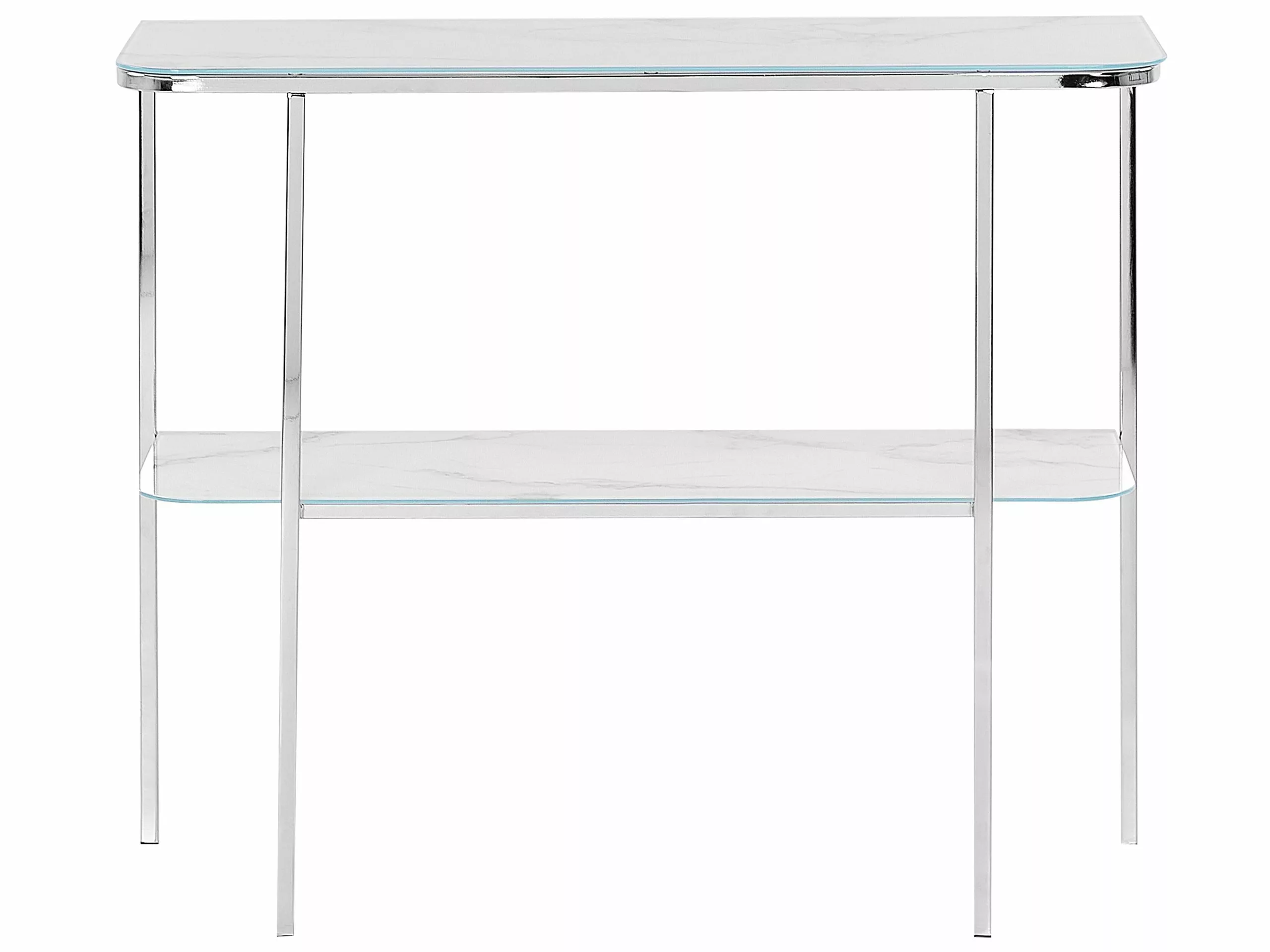 Beliani Consola De Vidrio Templado Blanco/plateado 100 X 35 Cm CALVERT 3 Beliani Consola De Vidrio Templado Blanco/plateado 100 X 35 Cm CALVERT - Imagen 3