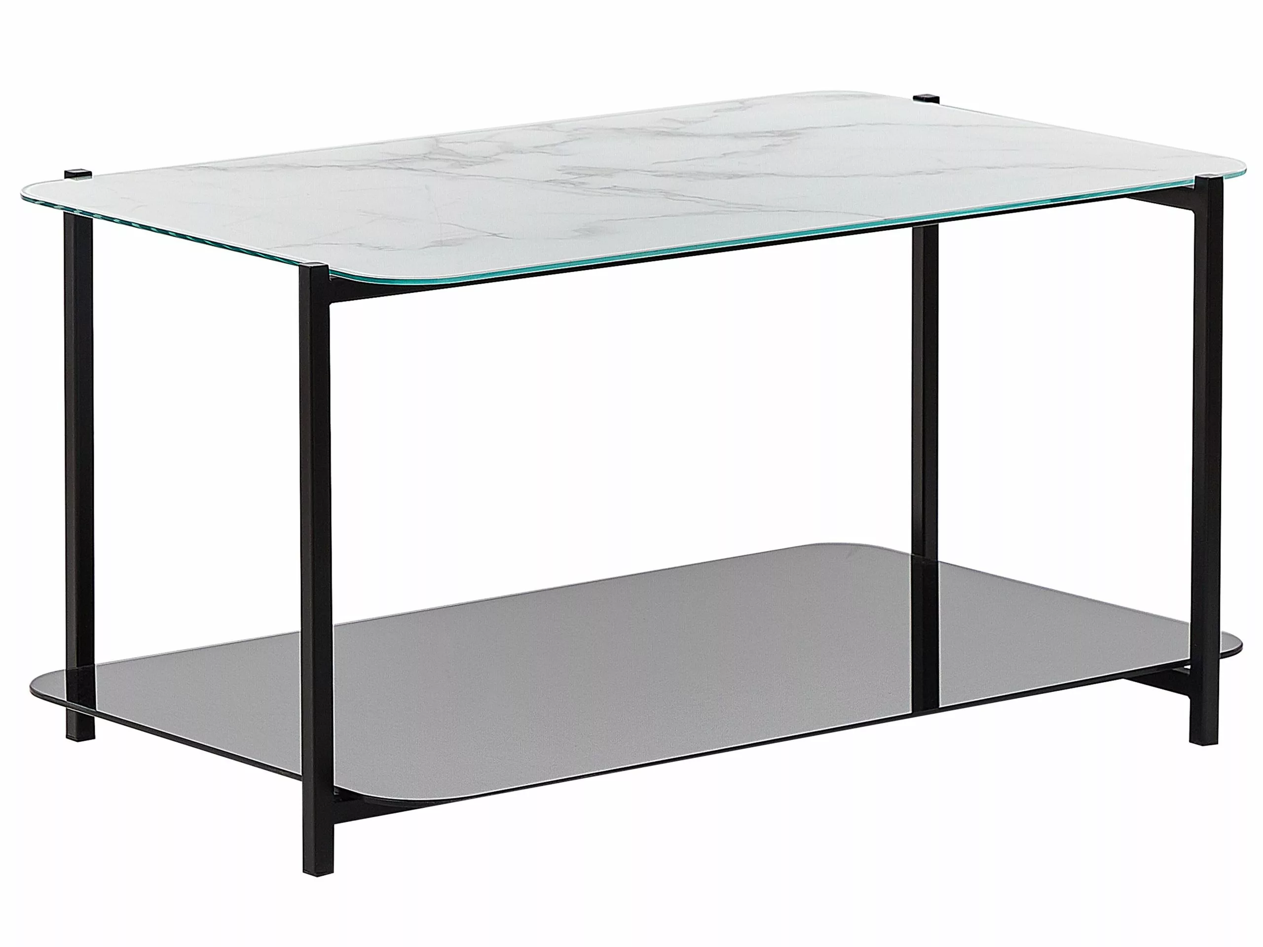 Beliani Mesa De Centro De Vidrio Templado Negro/blanco 77 X 47 Cm GLOSTER 1 Beliani Mesa De Centro De Vidrio Templado Negro/blanco 77 X 47 Cm GLOSTER