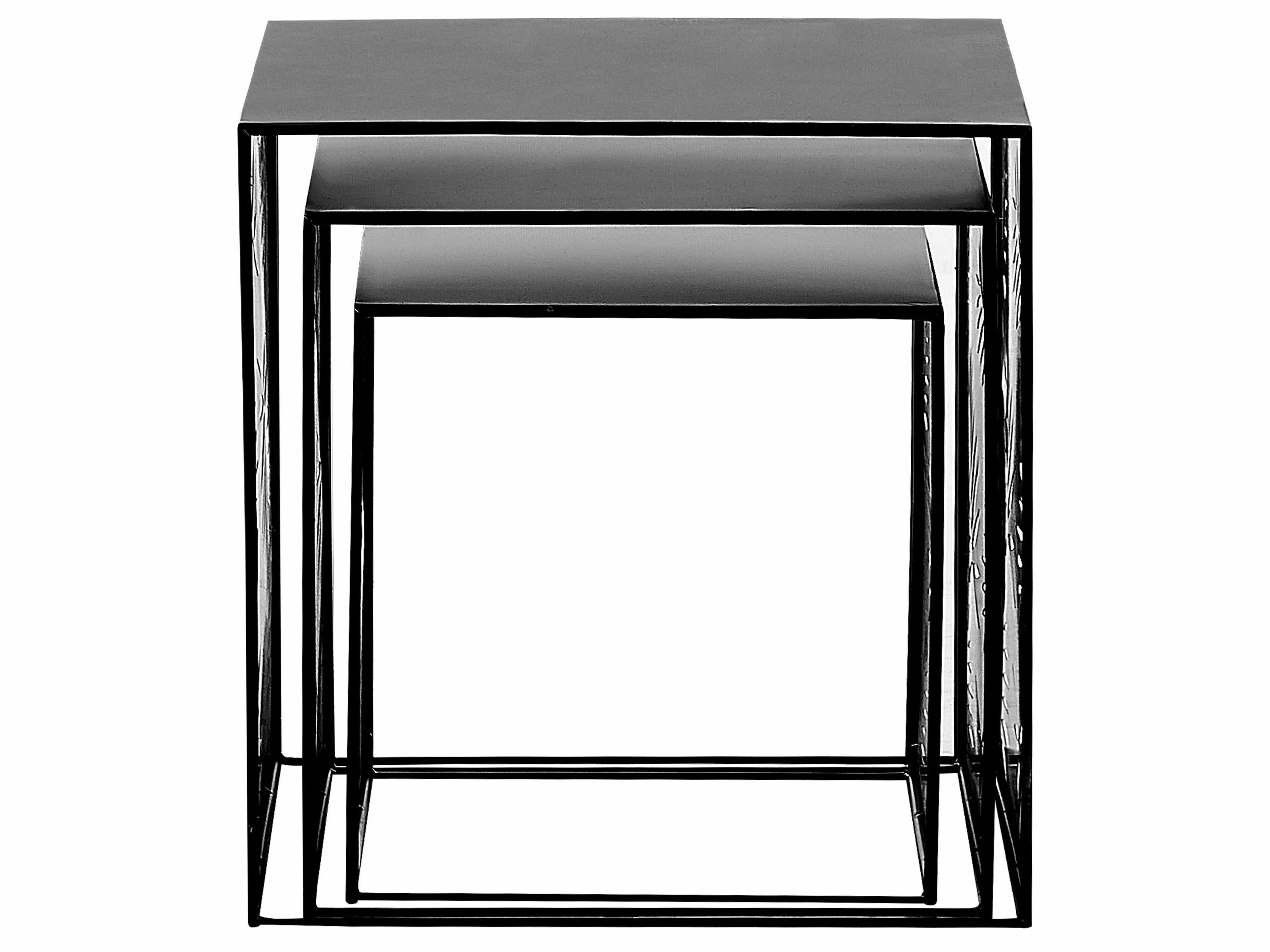 Beliani Conjunto De 3 Mesas De Centro De Metal Negro WALDO - Imagen 4