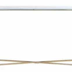 Beliani Consola De Vidrio Templado Blanco/dorado 120 X 35 Cm ROYSE -Sillones Ventas undef src sa picid 823972 type whitesh image 1 scaled