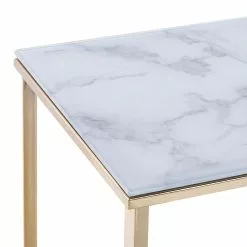 Beliani Consola De Vidrio Templado Blanco/dorado 120 X 35 Cm ROYSE -Sillones Ventas undef src sa picid 823973 type whitesh image 1 scaled